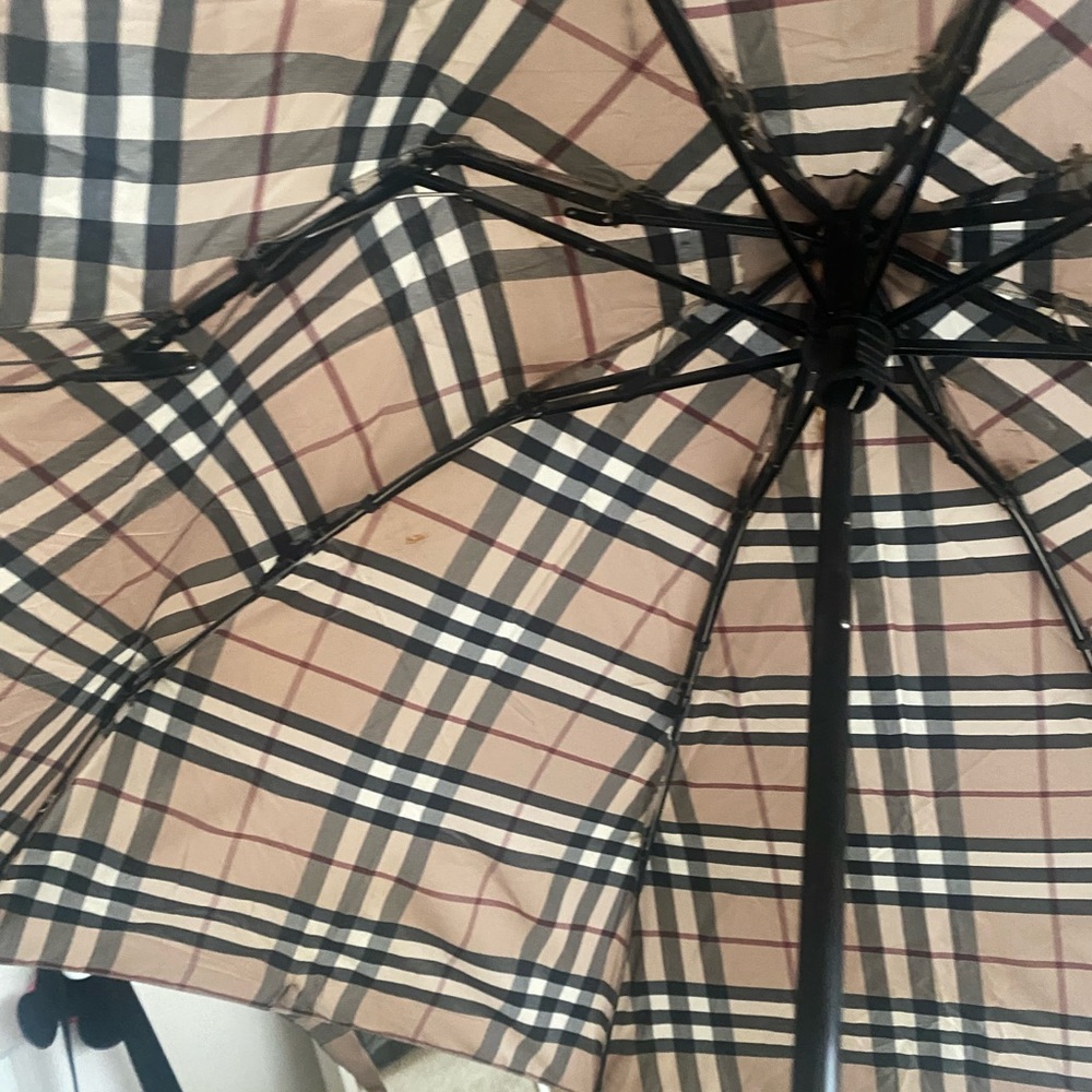 Burberry Beige and Black Plaid Umbrella